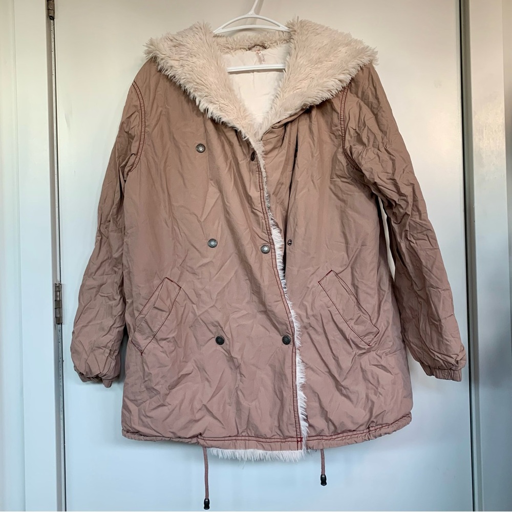 Free People Hooded Jacket with Faux Fur Lining